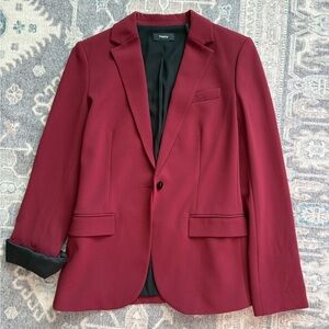 Theory Wine-Red Single-Button Blazer